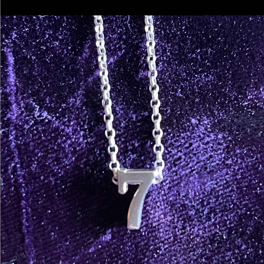 AZAGGI Serif Font Charm Pendant SEVEN ( 7 ) Necklace 18” - Picture 7 of 8